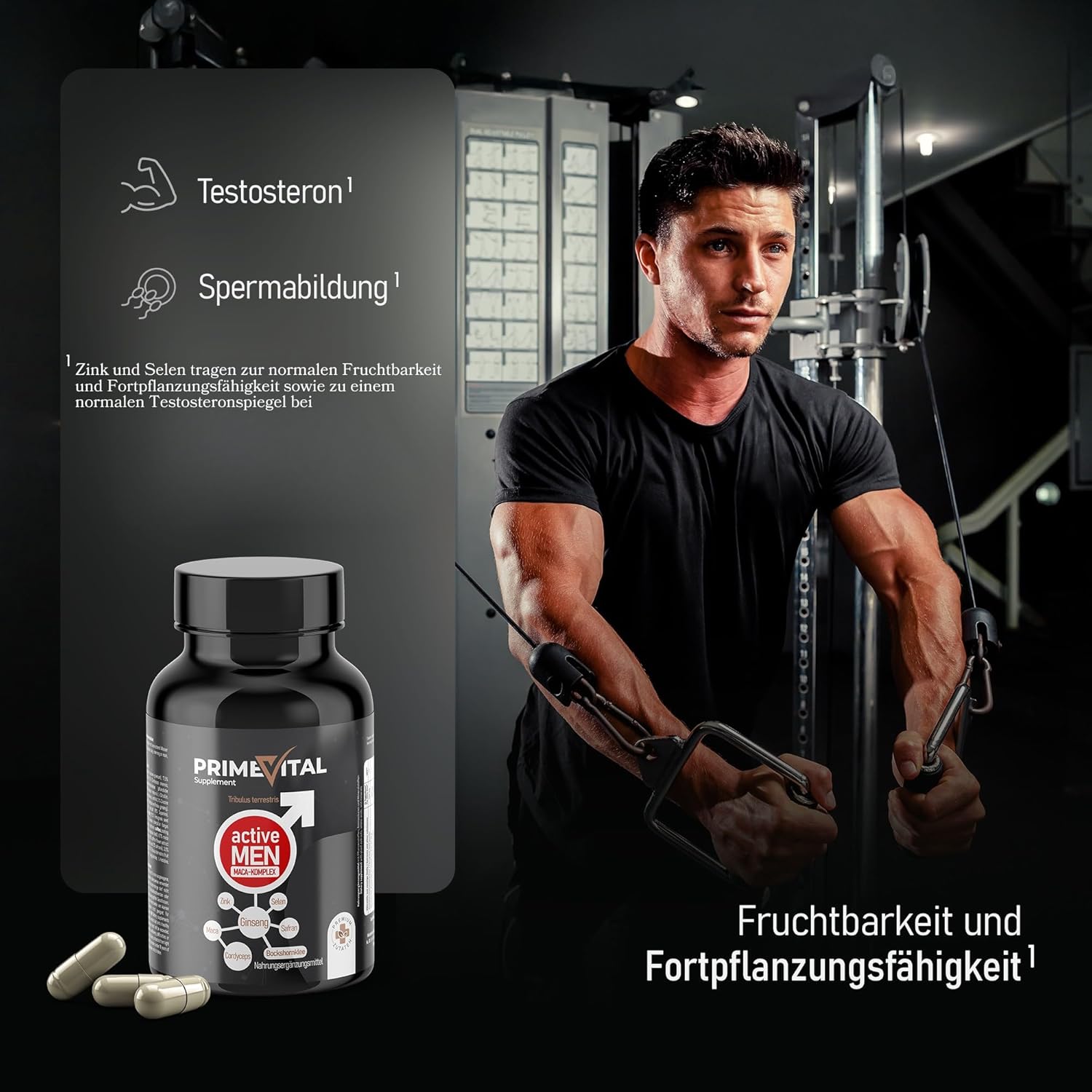 Ausdauer & Energie – Maca Capsules High Dose I Men's Testosterone¹ I Active Men I Maca with Tribulus Terrestris, Cordyceps, Fenugreek, Zinc, Ginseng, Saffron, Selenium - 90 Kps. – Bild 4