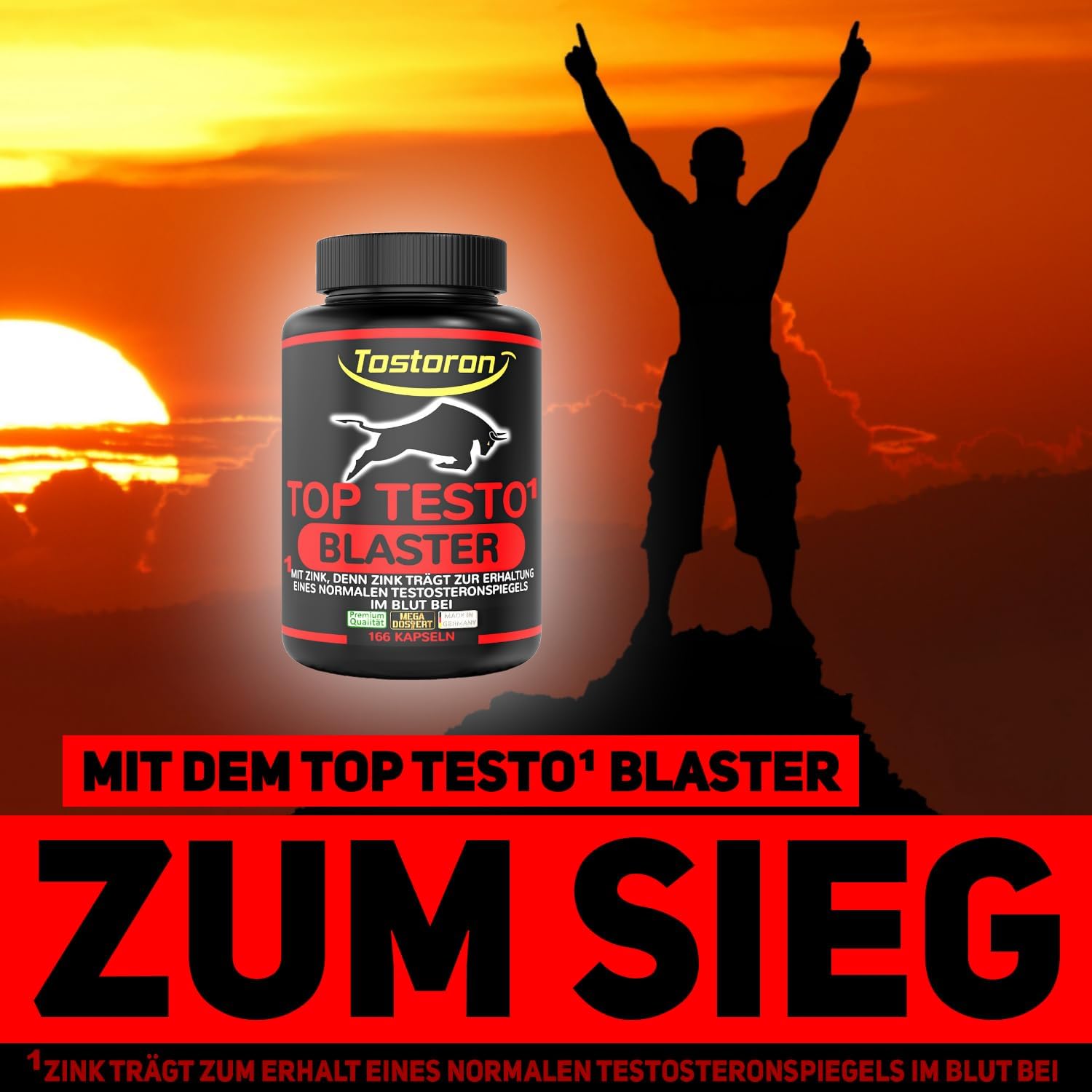 Ausdauer & Energie – Top Testo¹ Blaster High Dose ¹ Zinc Contributes to Maintaining a Normal Testosterone Level - 166 Capsules Tribulus, Maca Black, Arginine, Citrulline, Cordyceps, with 14 Mega Ingredients, 1 Tin (1 x – Bild 7