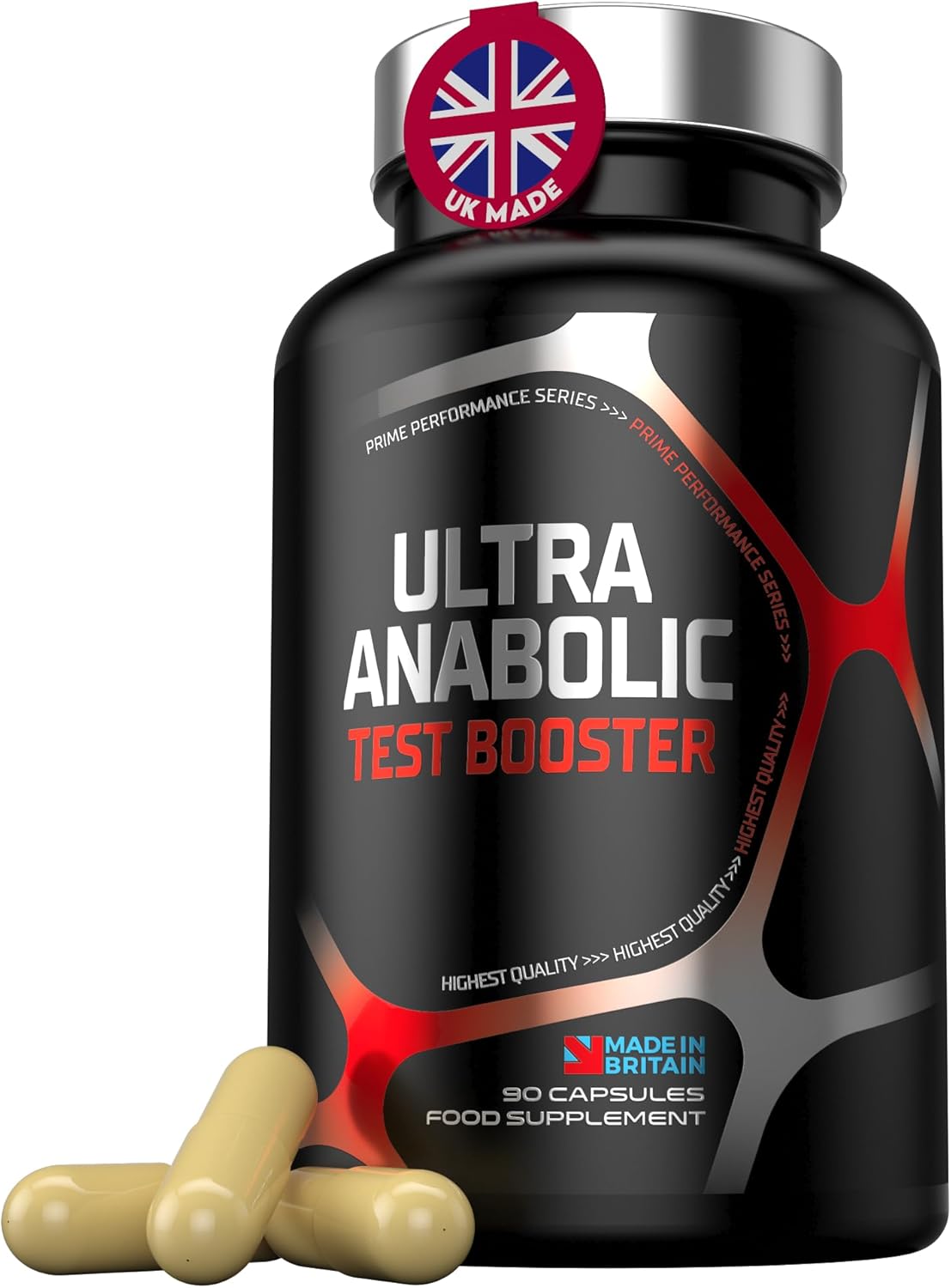 Ausdauer & Energie – Ultra Anabolic Testo Booster for Men - Natural Testosterone Capsules to Support Muscle Building, Energy & Libido - Magnesium Zinc Testo Balance Formula, 90 Vegan Testosterone Capsules