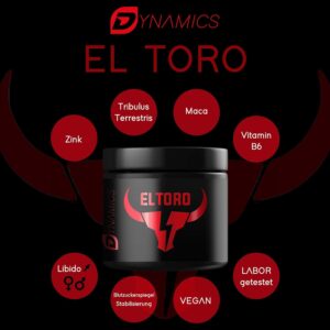 Ausdauer & Energie – El Toro by Dynamics Tribulus Terrestris High Dose Maca Capsules Testosterone Booster 120 Tablets 100% Vegan