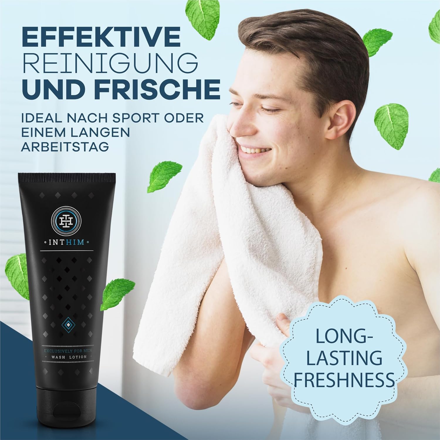Penisvergrößerung & Pflege – IntHim Antibacterial Intimate Wash Lotion for Men - pH Skin Neutral Intimate Care Men for Itching, Dry Skin & Ideal After Sports (1 x 200 ml) – Bild 7