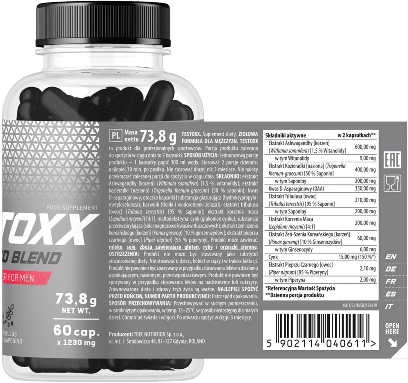 Ausdauer & Energie – Testoxx | Testosterone Booster for Men | Libido Support | Dietary Supplement | Muscle Mass Growth (120 Capsules) – Bild 3