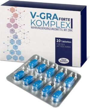 Penisvergrößerung & Pflege – V-GRA Forte Complex for Men - Extra Strong High Dose with Maca, L-Arginine and Zinc - with Immediately Available Premium Formula for Men