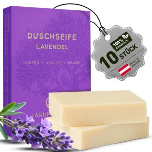 Penisvergrößerung & Pflege – larum sports Solid Shower Soap Men Lavender - Solid Shower Gel - Soap for Hair, Body, Face - Solid Shampoo - Men's Natural Soap - 10 x 85 g
