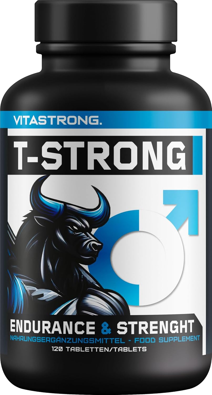 Ausdauer & Energie – Vitastrong Vitality Complex - 120 T-Strong Capsules with Arginine, Taurine, Maca, Fenugreek, Ginseng, Ginkgo, Zinc, Vitamin B6 - Energy, Male Wellbeing and Performance Support