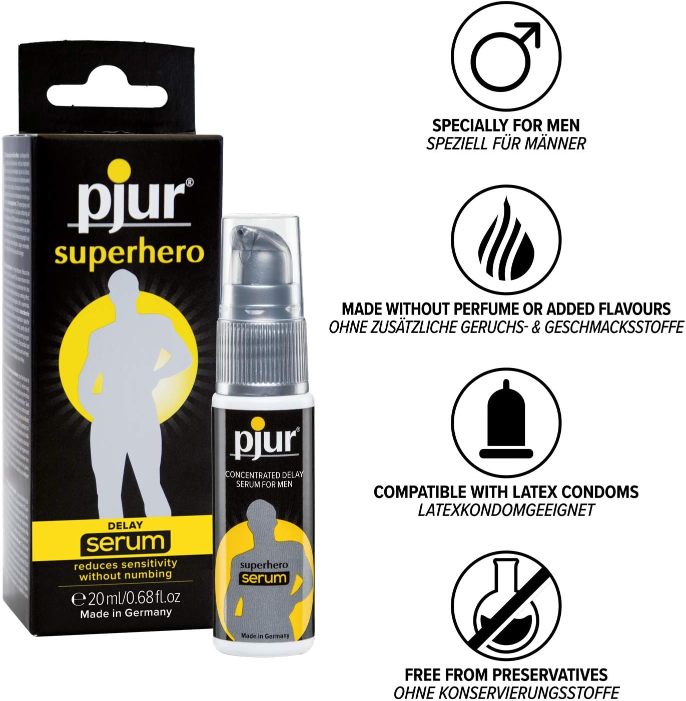 Penisvergrößerung & Pflege – pjur Superhero Delay Serum - Delay Gel for Men - Reduces Sensitivity on the without numbing (20 ml) – Bild 2