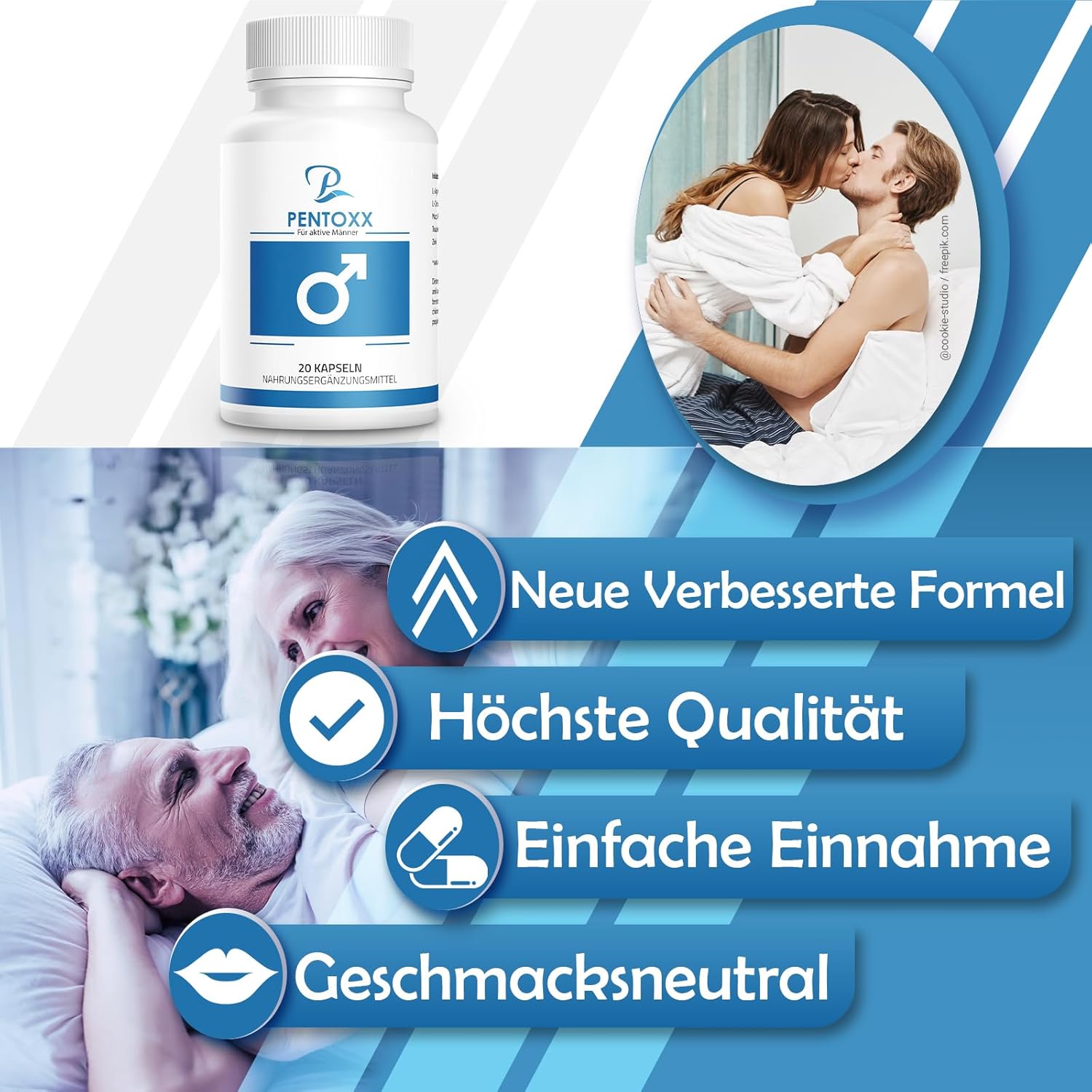 Potenzmittel & Standfestigkeit – Pentoxx for Men, Strong Edition, Maximum and High Dose, 20 Active Capsules – Bild 3