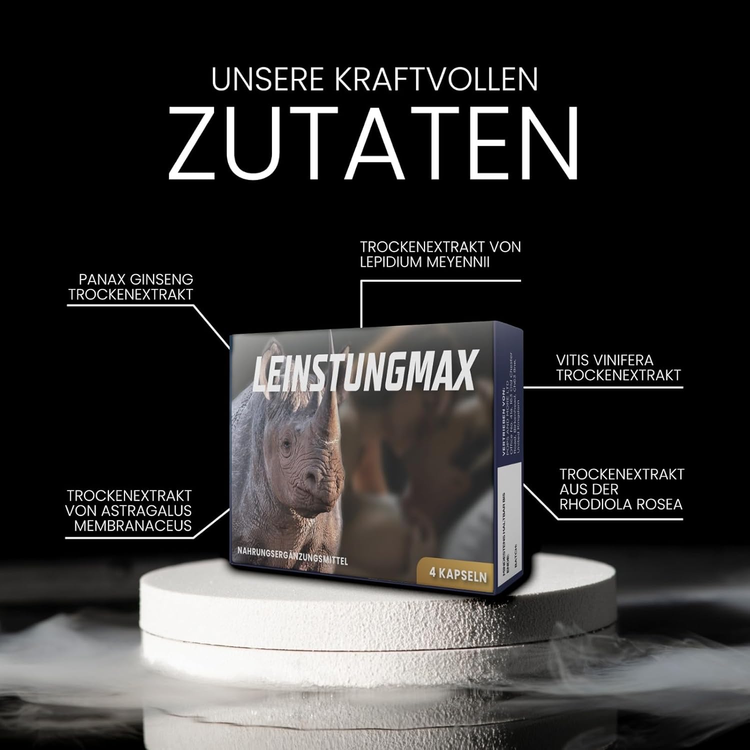 Potenzmittel & Standfestigkeit – LEINSTUNGMAX Extra Strong Strengthening Capsules for Active Men. 4 Capsules High Dose Pure Ginseng Extract to Instantly Support Man's Passionate Moments | 100% Natural – Bild 7