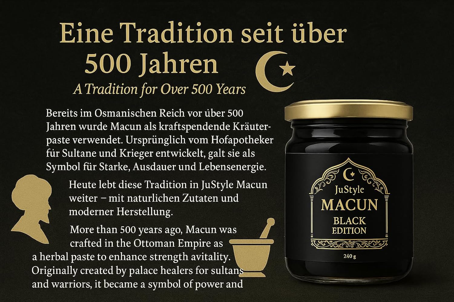 Penisvergrößerung & Pflege – Ottoman Black Power Macun Herbal Gel 240 g High Dose for Active Men with Maca, Tribulus, Ginseng – Bild 6