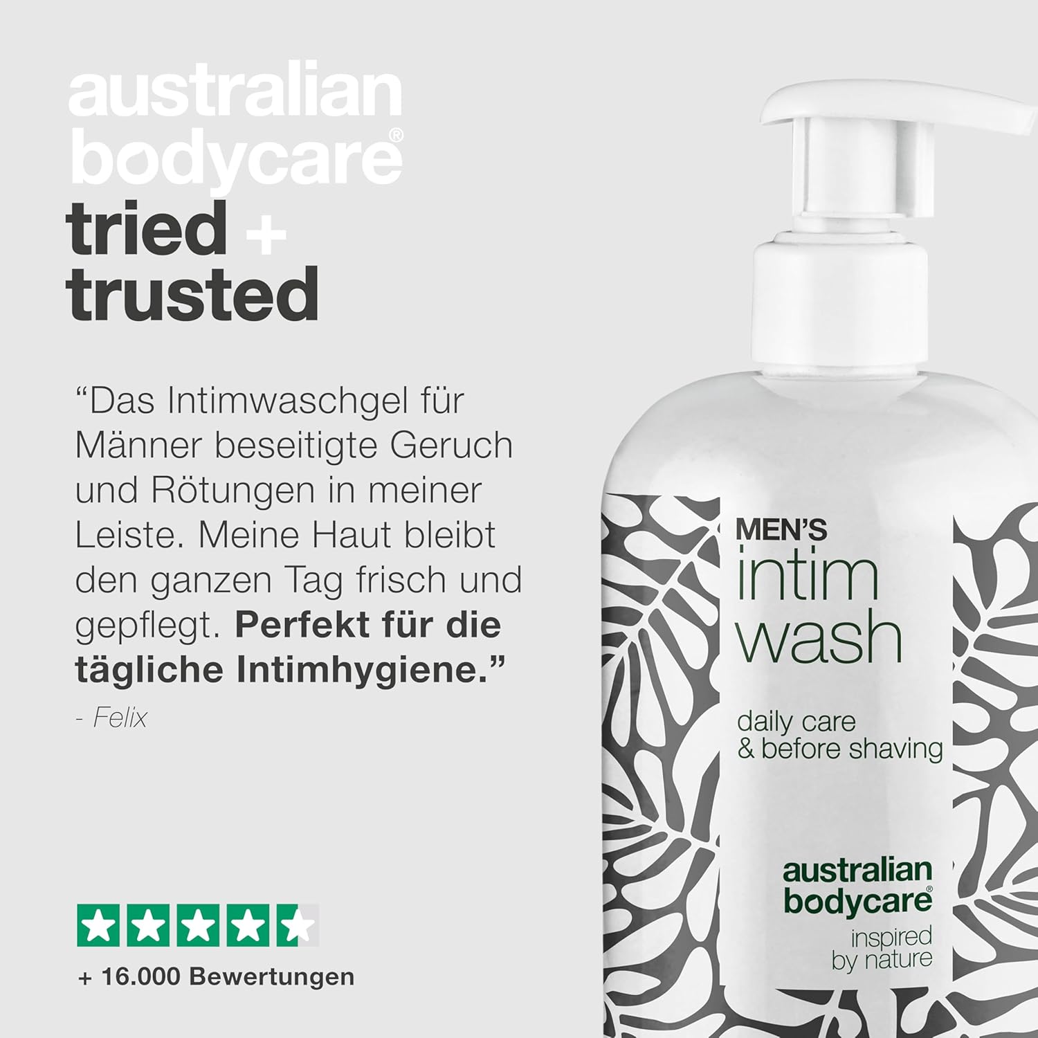 Penisvergrößerung & Pflege – Intimate Wash Gel for Men (500 ml) Against Irritation, Itching and Odour - With 4-Terpineol Known from Tea Tree Oil, Cockatoo Plum and Glycerine – Bild 5