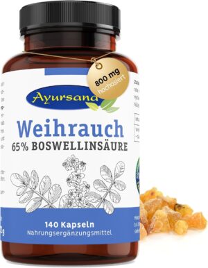 Ausdauer & Energie – Frankincense Capsules 140 Capsules - 800 mg Frankincense Boswellia Serrata Capsules High Dose per Daily Dose - 65% Boswellic Acids - High Quality and Vegan