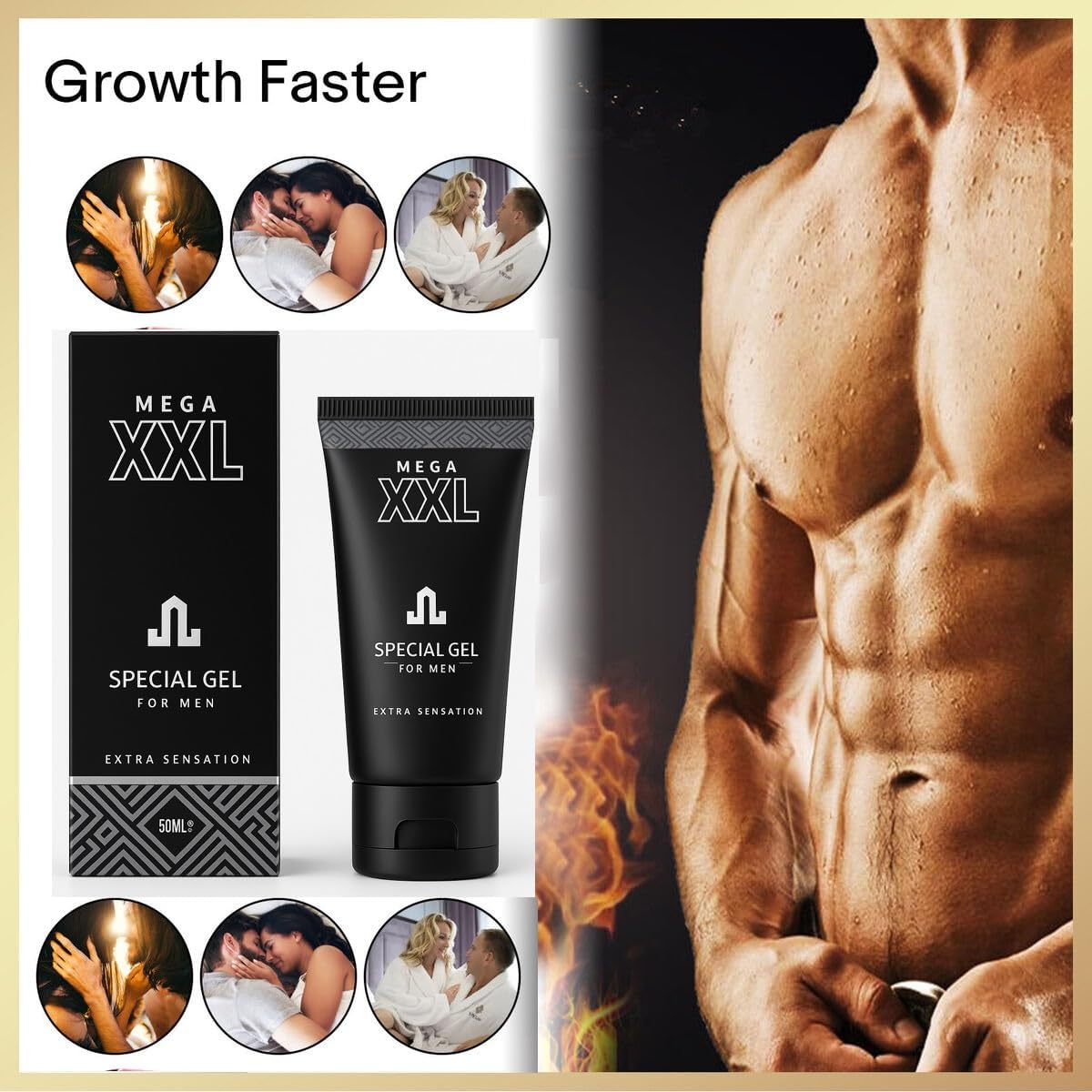 Potenzmittel & Standfestigkeit – Mega XXL Gel - 50 ml Cream for Enlargement - Extend & Make Thicker - For More Length, Circumference & Stability - Effective Intimate Care for Men – Bild 3