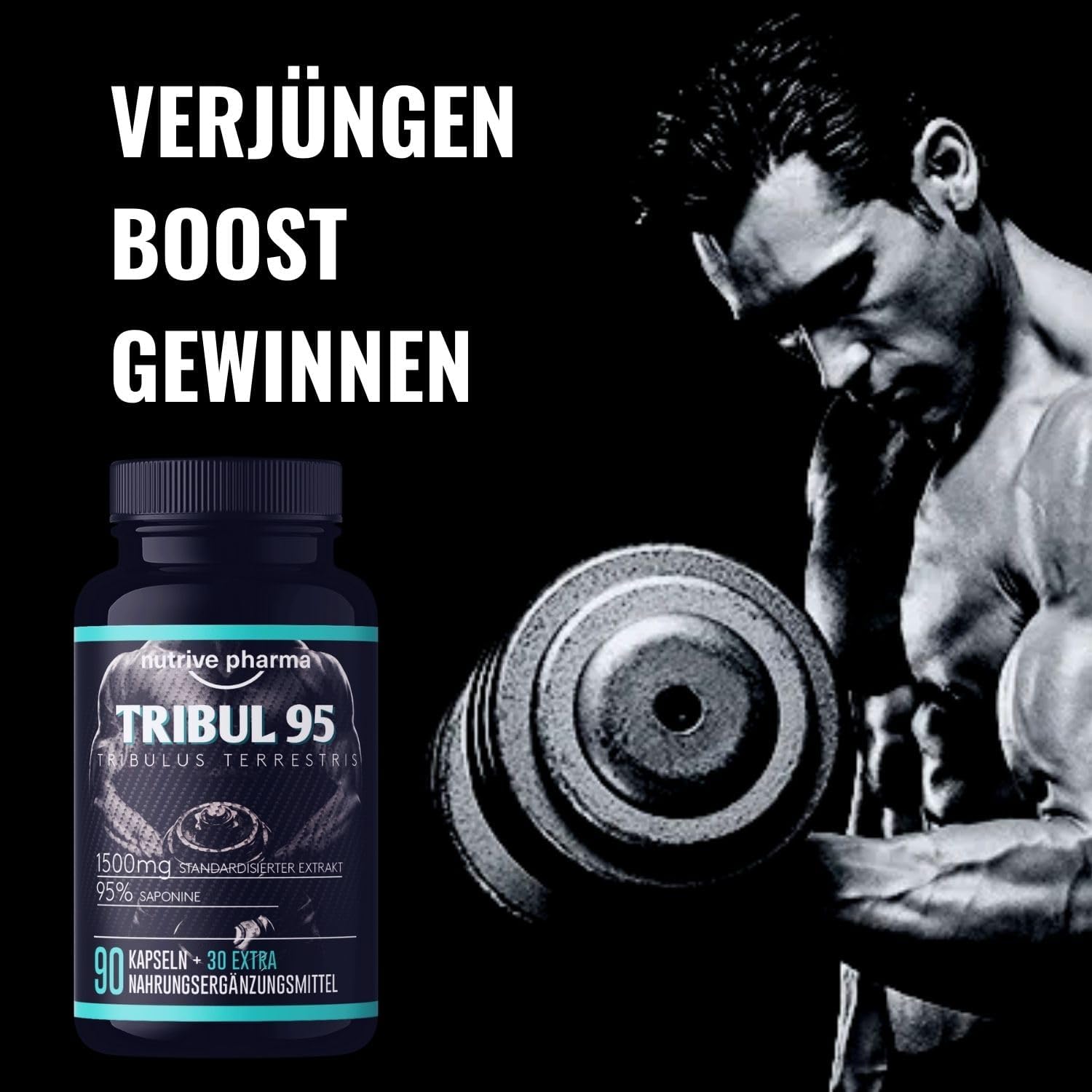 Ausdauer & Energie – Tribul95® Tribulus Terrestris High Dose Capsules - 6000 mg per Daily Dose - 95% Saponins - Promotes New Energy - Natural Plant Extract Delivers 1500 mg in One Capsule – Bild 4