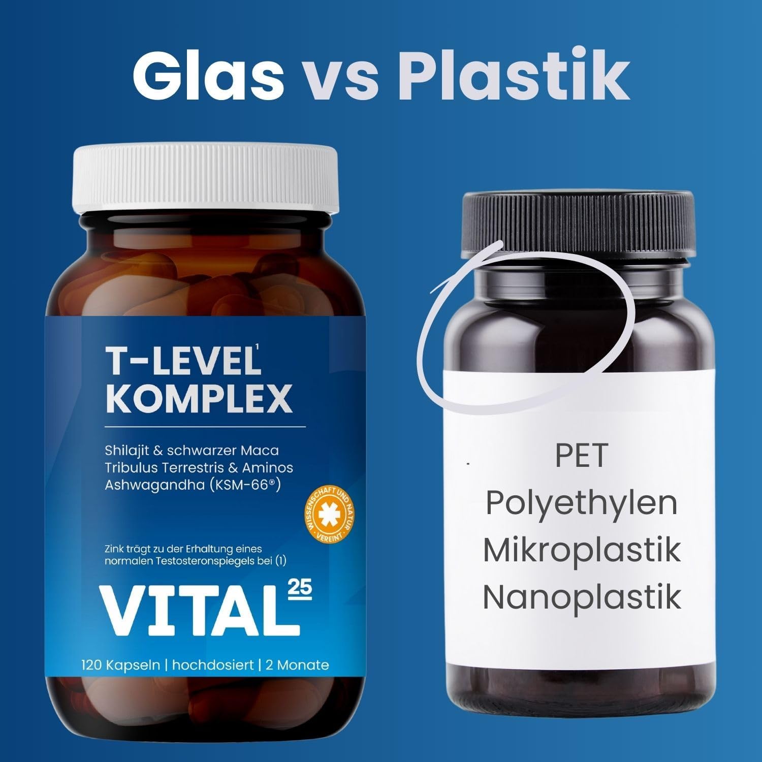 Ausdauer & Energie – T-Level Testosterone¹ Capsules - High Dose with Shilajit, Ashwagandha KSM-66, Maca Black, Fenugreek, Tribulus, Cordyceps, Boron, Aminos - Vegan - 120 Capsules for 2 Months - Vital25 – Bild 7