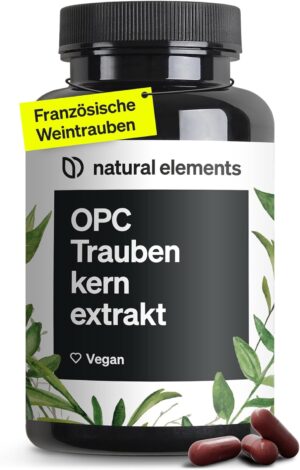 Ausdauer & Energie – OPC grape seed extract, 240 capsules for 8 months, laboratory-tested premium OPC from European grapes, no unwanted additives, high dosage, vegan and made in Germany.