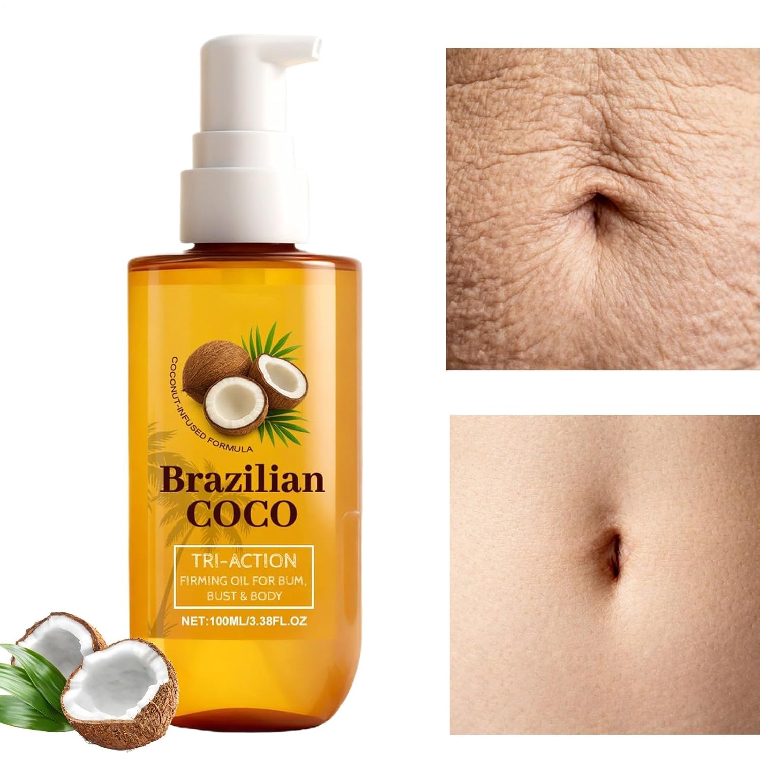Penisvergrößerung & Pflege – Brazilian Coconut Body Oil - Firming Moisturizer with Organic Butter, Lightweight and Non-Greasy Care for Hydrated, Radiant Skin for Men and Women – Bild 7