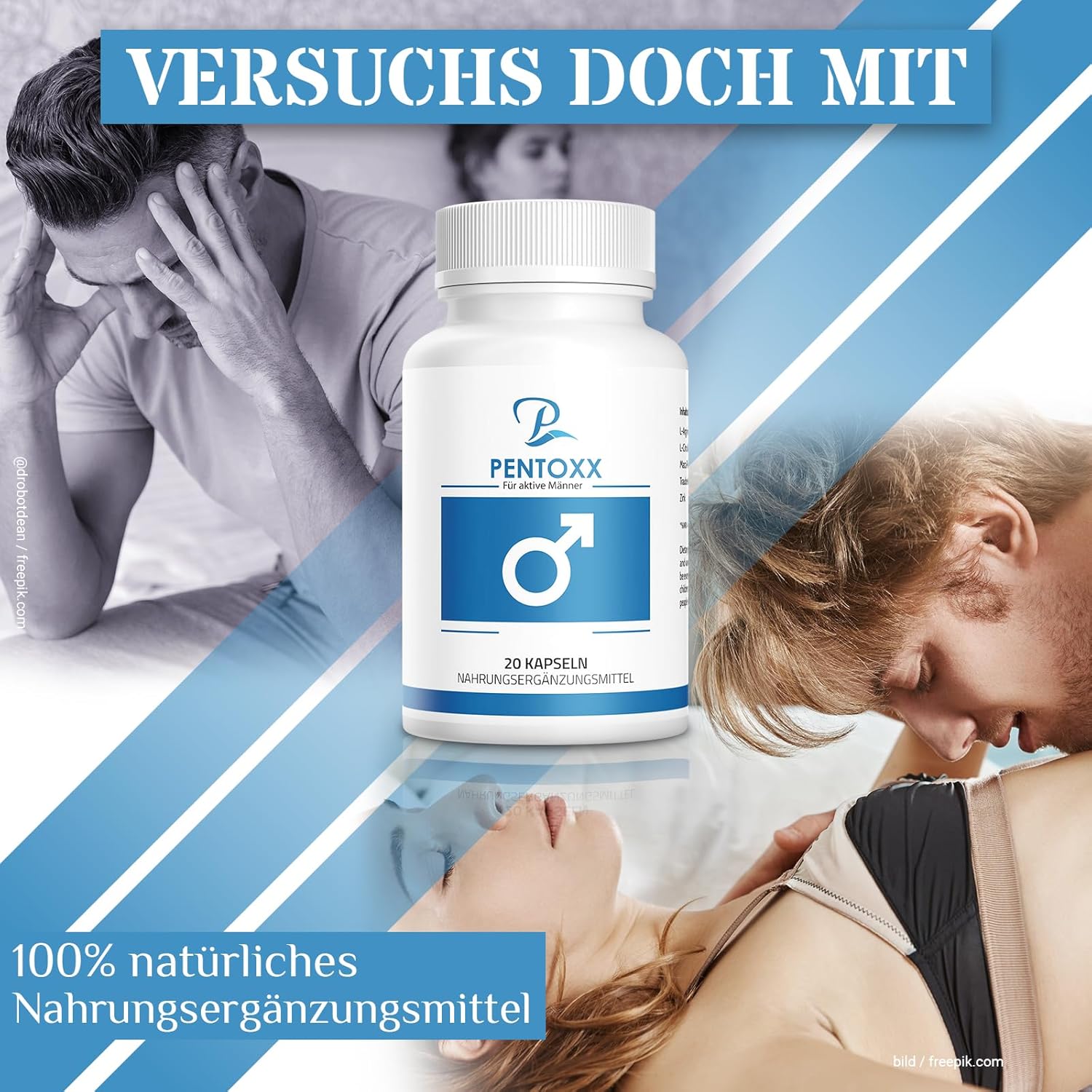 Potenzmittel & Standfestigkeit – Pentoxx for Men, Strong Edition, Maximum and High Dose, 20 Active Capsules – Bild 2