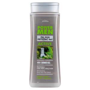 Penisvergrößerung & Pflege – JOANNA Power Men Active Duschgel für Männer 4in1 - Enthält Vitamin PP und Hanf - Gründlich Gereinigte und Erfrischte Haut - Herren Pflegedusche - Angenehmer Duft - 300 Ml