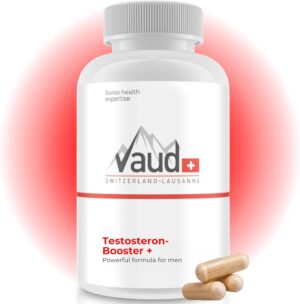 Ausdauer & Energie – VAUD Testosterone Booster | Potency Agent Extra Strong for Men Instant Effect for Energy, Libido & Muscle Function | 60 Capsules | Made in Switzerland | With KSM-66 Ashwagandha, Tribulus & Zinc