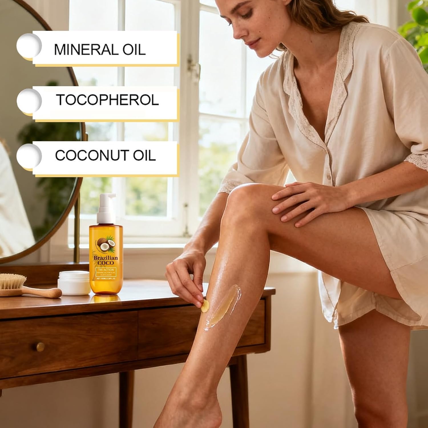 Penisvergrößerung & Pflege – Brazilian Coconut Body Oil - Firming Moisturizer with Organic Butter, Lightweight and Non-Greasy Care for Hydrated, Radiant Skin for Men and Women – Bild 6