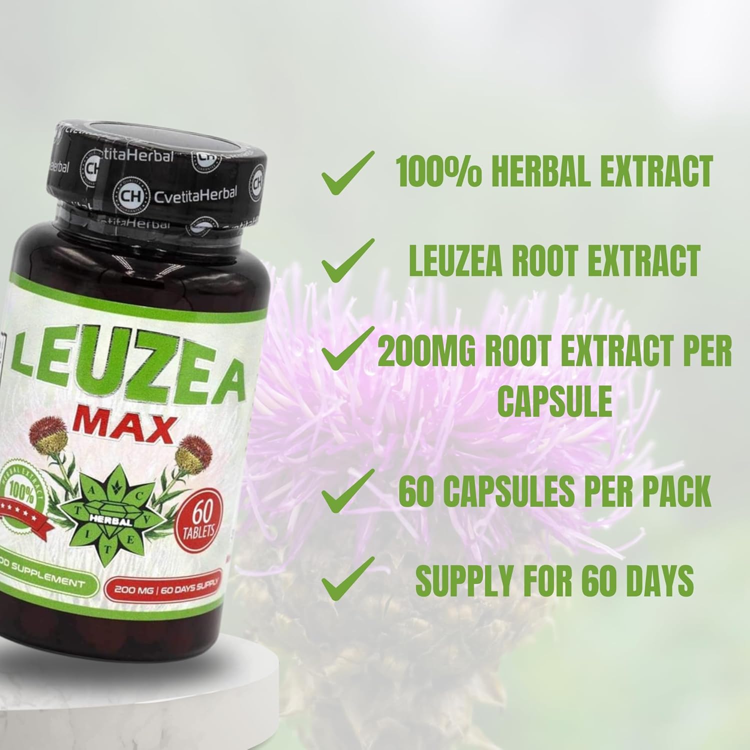 Ausdauer & Energie – Leuzea Max Maral Root 60 Tablets x 200 mg Natural Herbal Extract Adaptogen Muscle Growth Strength Endurance Highly Effective Tablets Cvetita Herbal – Bild 4