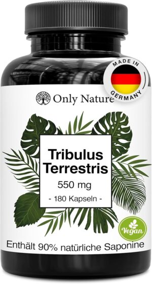 Ausdauer & Energie – Tribulus Terrestris Capsules - 180 Capsules with 550 mg - High Dose with 90% Saponins - 100% Natural, No Additives & Laboratory Tested