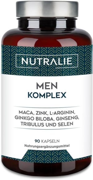 Ausdauer & Energie – Men's Vitamins High Dose - with Maca, L-Arginine, Tribulus Terrestris, Ginkgo Biloba - Men Complex 90 Capsules Nutralie