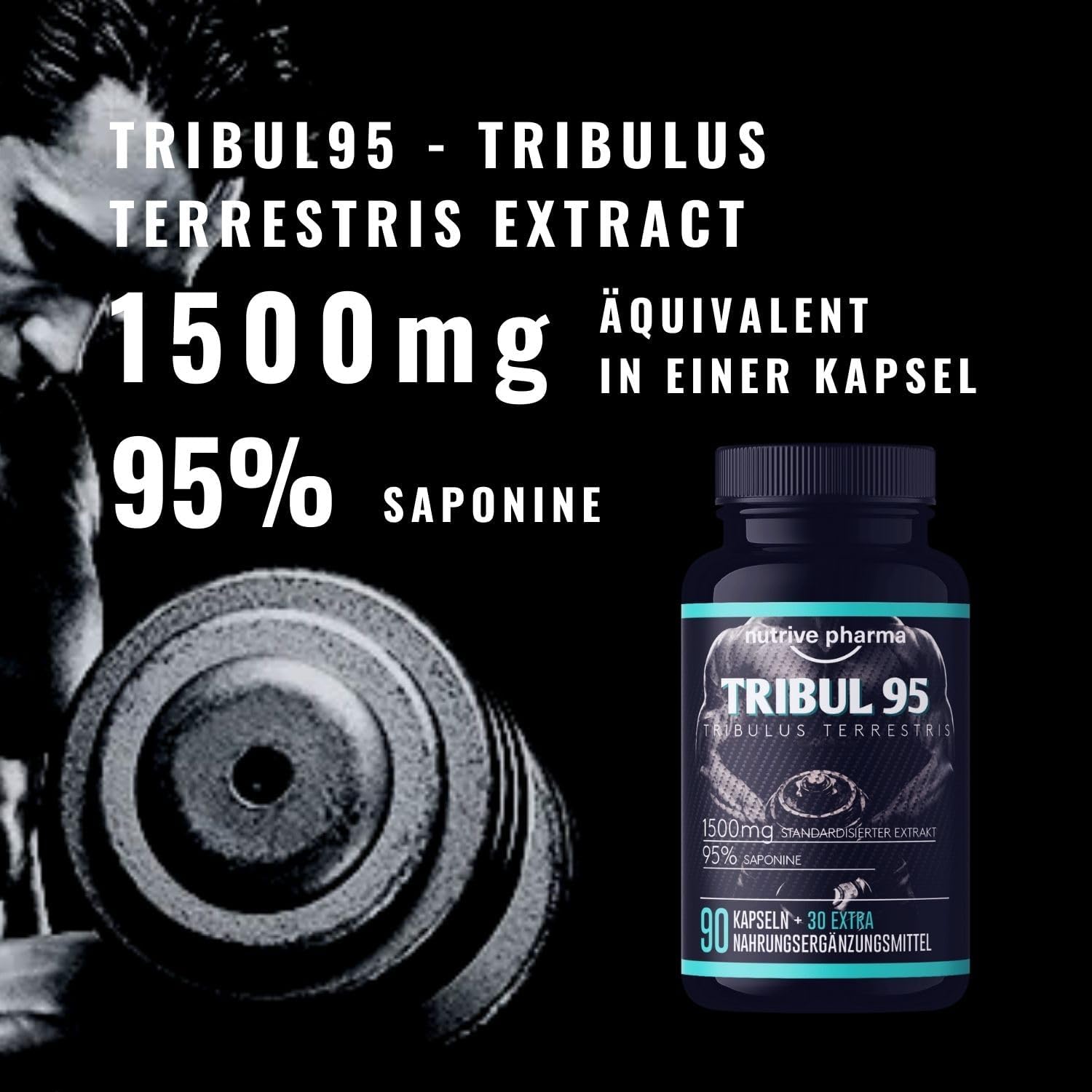 Ausdauer & Energie – Tribul95® Tribulus Terrestris High Dose Capsules - 6000 mg per Daily Dose - 95% Saponins - Promotes New Energy - Natural Plant Extract Delivers 1500 mg in One Capsule – Bild 2