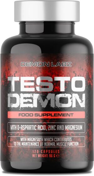Ausdauer & Energie – Testo Demon - Zinc & Amino Acids Complex with Maca, B Vitamin & Plant Extracts - 120 Capsules for Men