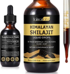 Ausdauer & Energie – 60 ml Shilajit Original, Pure Himalaya Drops, Highly Effective Shilajit Original, with 85+ Trace Elements & Fulvic Acid, Vegan, Sugar-Free, Gluten Free, No Binders and Genetic Engineering. (60 ml)