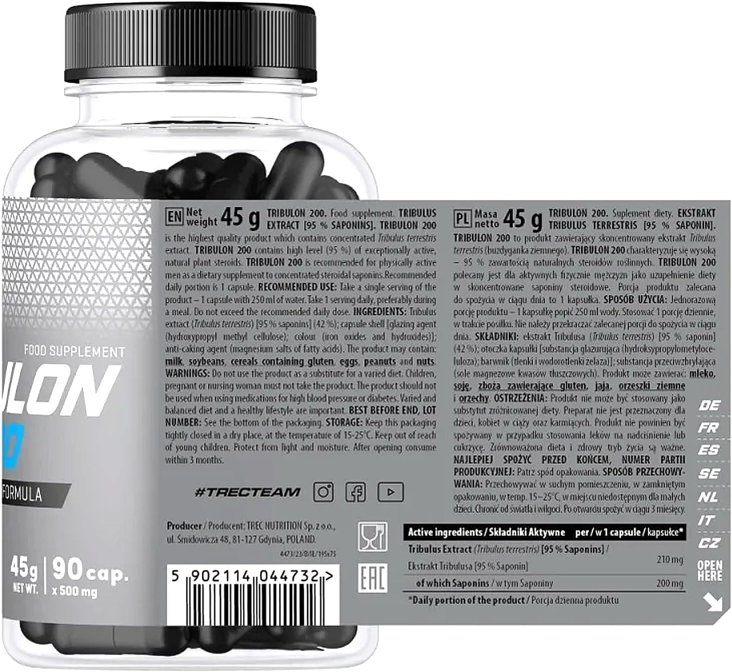 Ausdauer & Energie – Trec Nutrition Tribulon Testosterone Booster for Men Tribulus Terrestris Libido Support Dietary Supplement Anabol (90 Capsules) – Bild 4