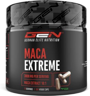Ausdauer & Energie – Maca Capsules Extreme - 365 Capsules - High Dose with 30,000 mg per Daily Serving - Special Extract 10:1 - Vegan - German Elite Nutrition
