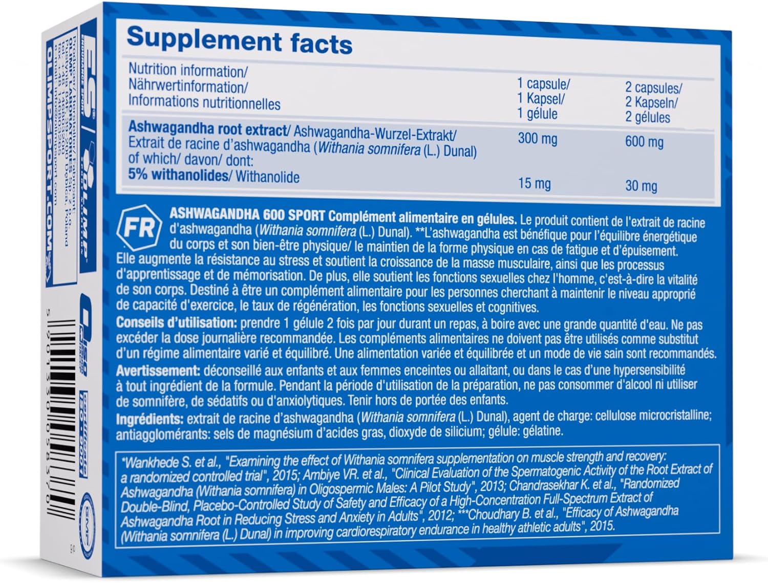 Ausdauer & Energie – 5 x Olimp Ashwagandha 600 Sport, 60 Capsules (5 Pack) – Bild 2