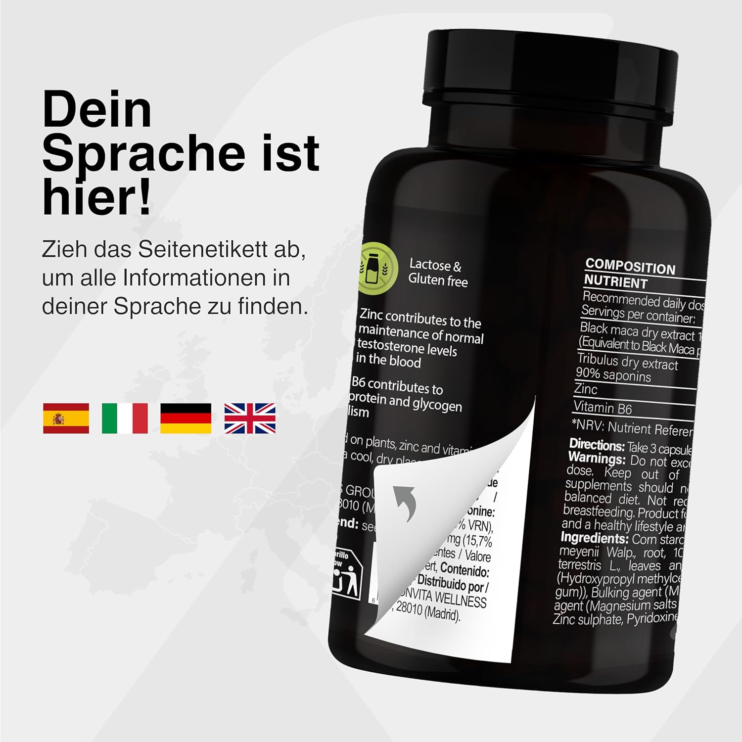 Ausdauer & Energie – Tribulus Terrestris 90% Saponins & Maca Black Capsules 40,000 mg High Dose - Formula for Energy, Vitality & Potency - with Zinc, Vitamin B6 & Maca Powder - 120 Vegan Capsules Nyvos – Bild 8