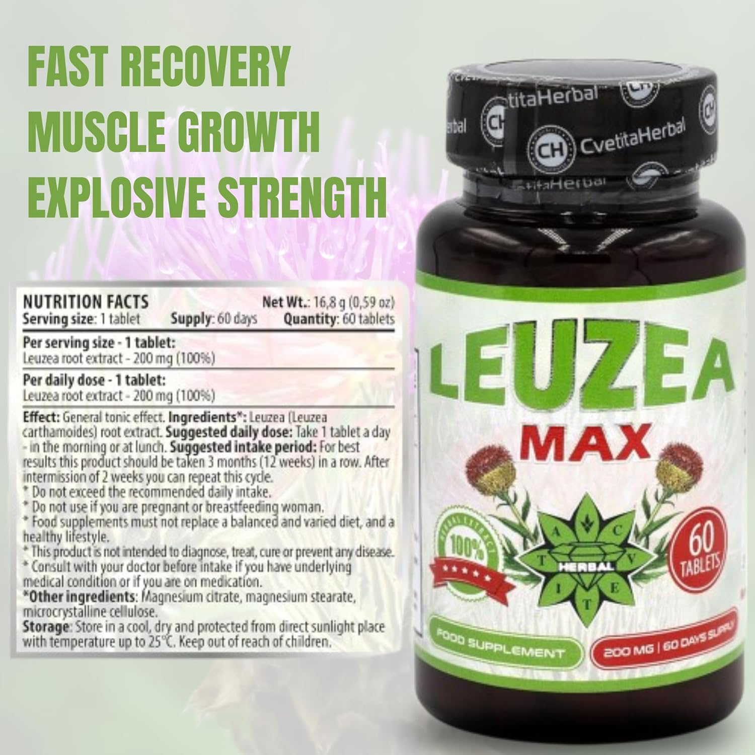 Ausdauer & Energie – Leuzea Max Maral Root 60 Tablets x 200 mg Natural Herbal Extract Adaptogen Muscle Growth Strength Endurance Highly Effective Tablets Cvetita Herbal – Bild 6