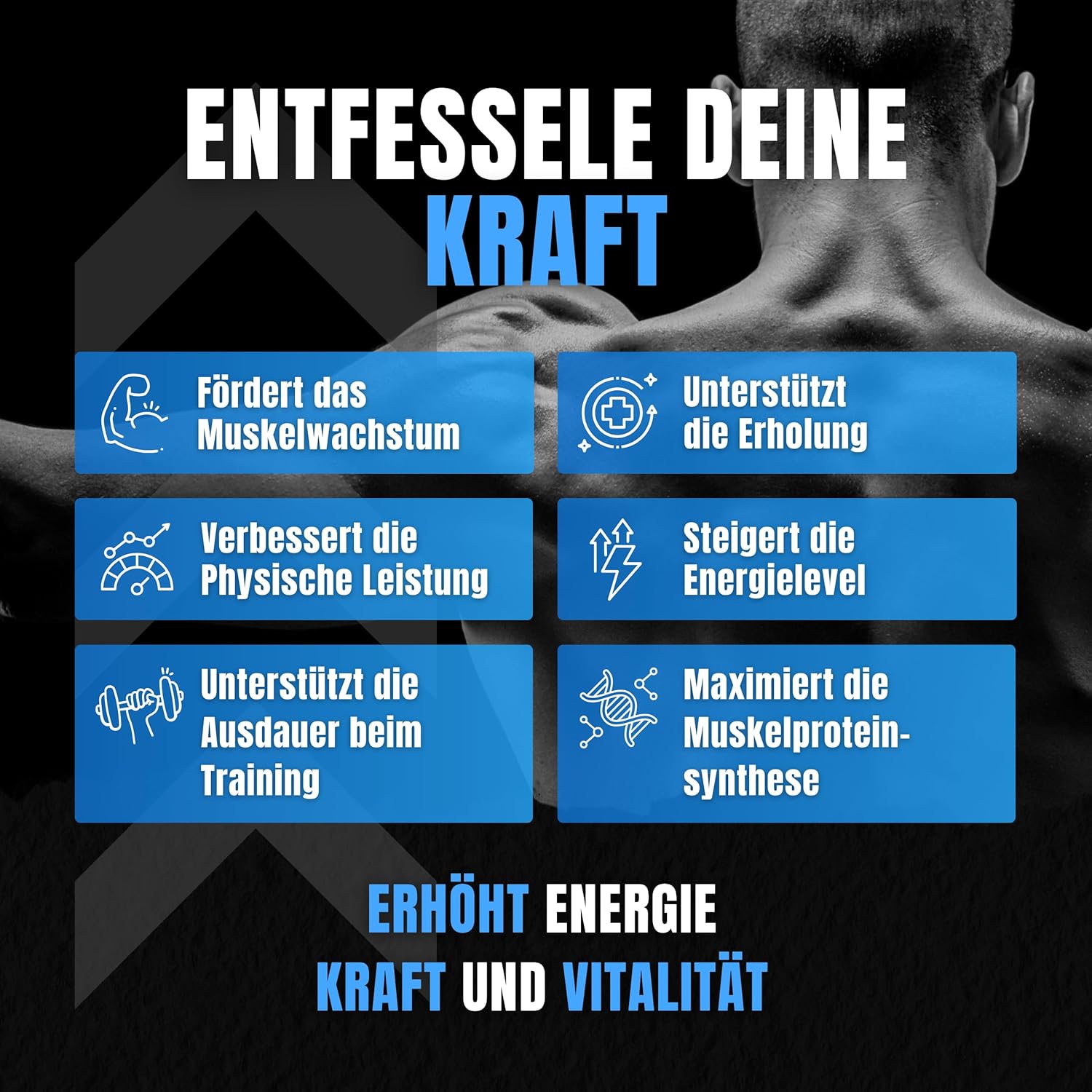 Ausdauer & Energie – Vitastrong Vitality Complex - 120 T-Strong Capsules with Arginine, Taurine, Maca, Fenugreek, Ginseng, Ginkgo, Zinc, Vitamin B6 - Energy, Male Wellbeing and Performance Support – Bild 3