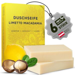 Penisvergrößerung & Pflege – larum sports Solid Shower Soap Men Lime Macadamia - Solid Shower Gel - Soap for Hair, Body, Face - Solid Shampoo - Men's Natural Soap - 6 x Organic Soap of 85 g