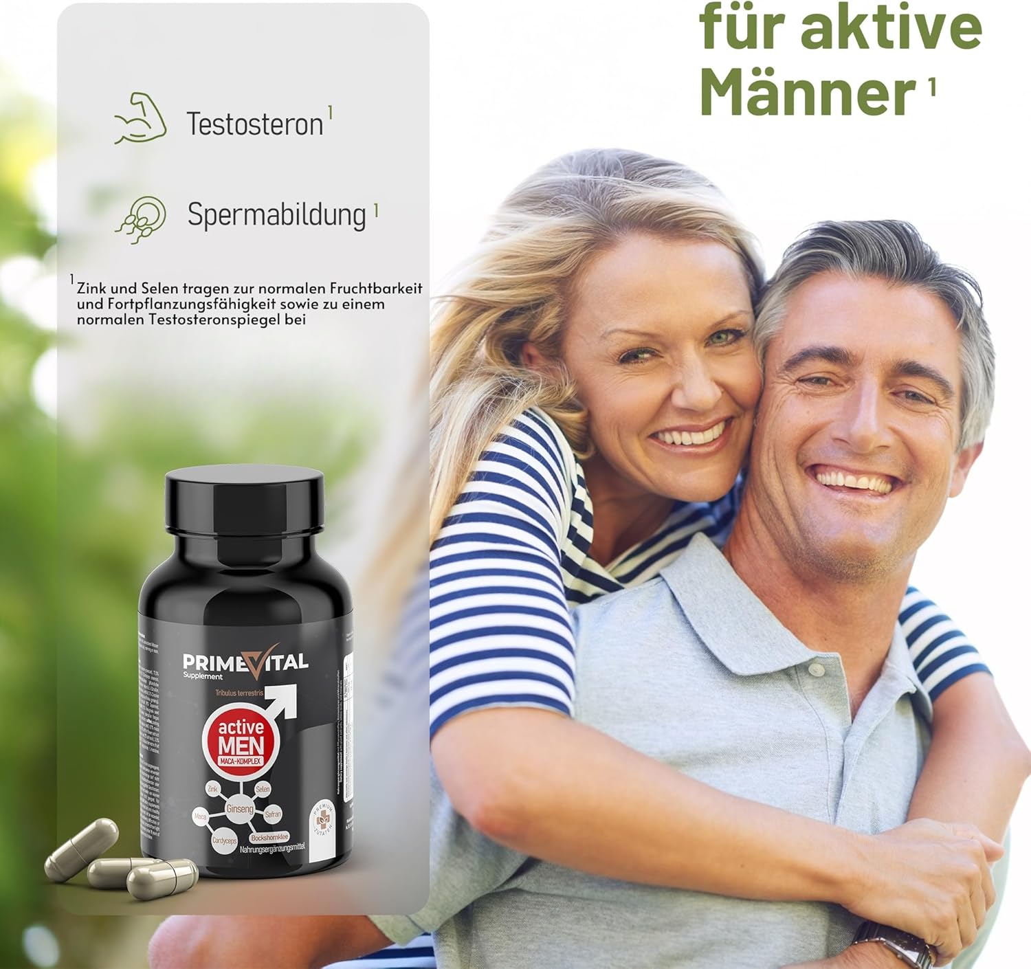 Ausdauer & Energie – Maca Capsules High Dose I Men's Testosterone¹ I Active Men I Maca with Tribulus Terrestris, Cordyceps, Fenugreek, Zinc, Ginseng, Saffron, Selenium - 90 Kps. – Bild 6