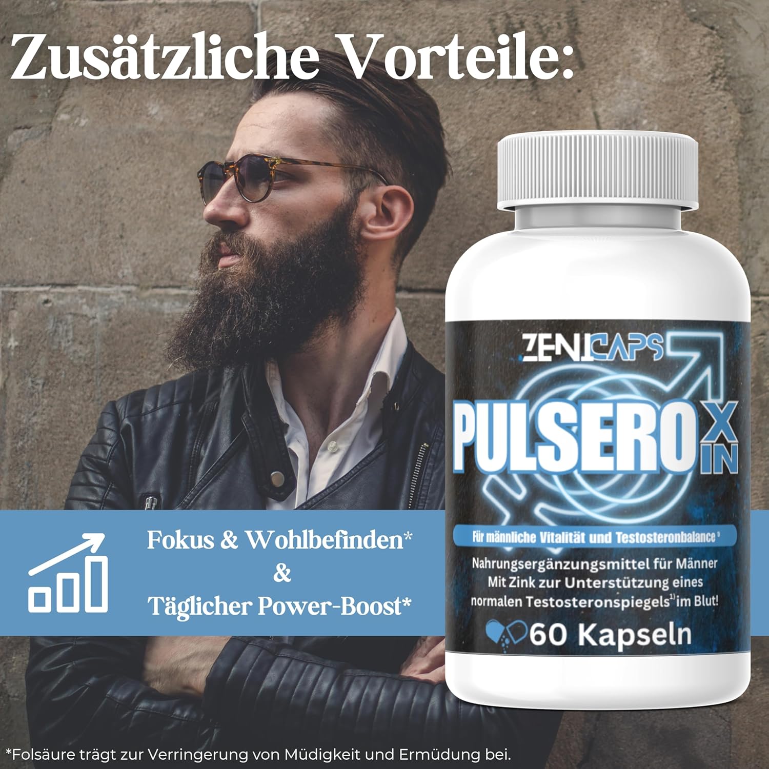 Potenzmittel & Standfestigkeit – PULSEROXIN Capsules Original | For the Active Man - with Zinc for Testosterone Level* | Easy to Use | with L-Arginine, Tribulus Terrestris, Maca, Ashwaganda (60 Capsules) – Bild 8