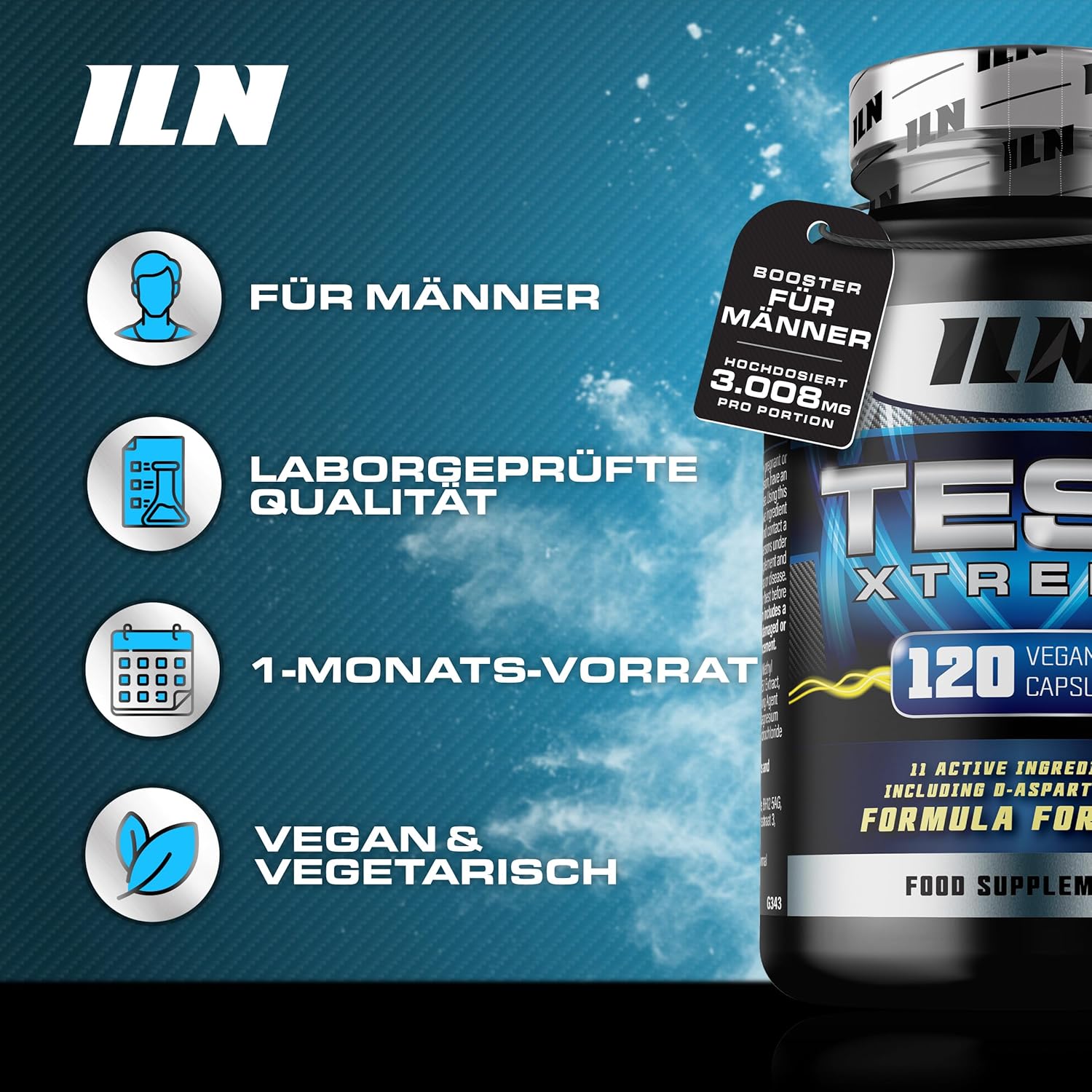 Ausdauer & Energie – Test Xtreme: Testosterone Booster – Muscle Growth & Strength (120 Tablets) – Bild 5