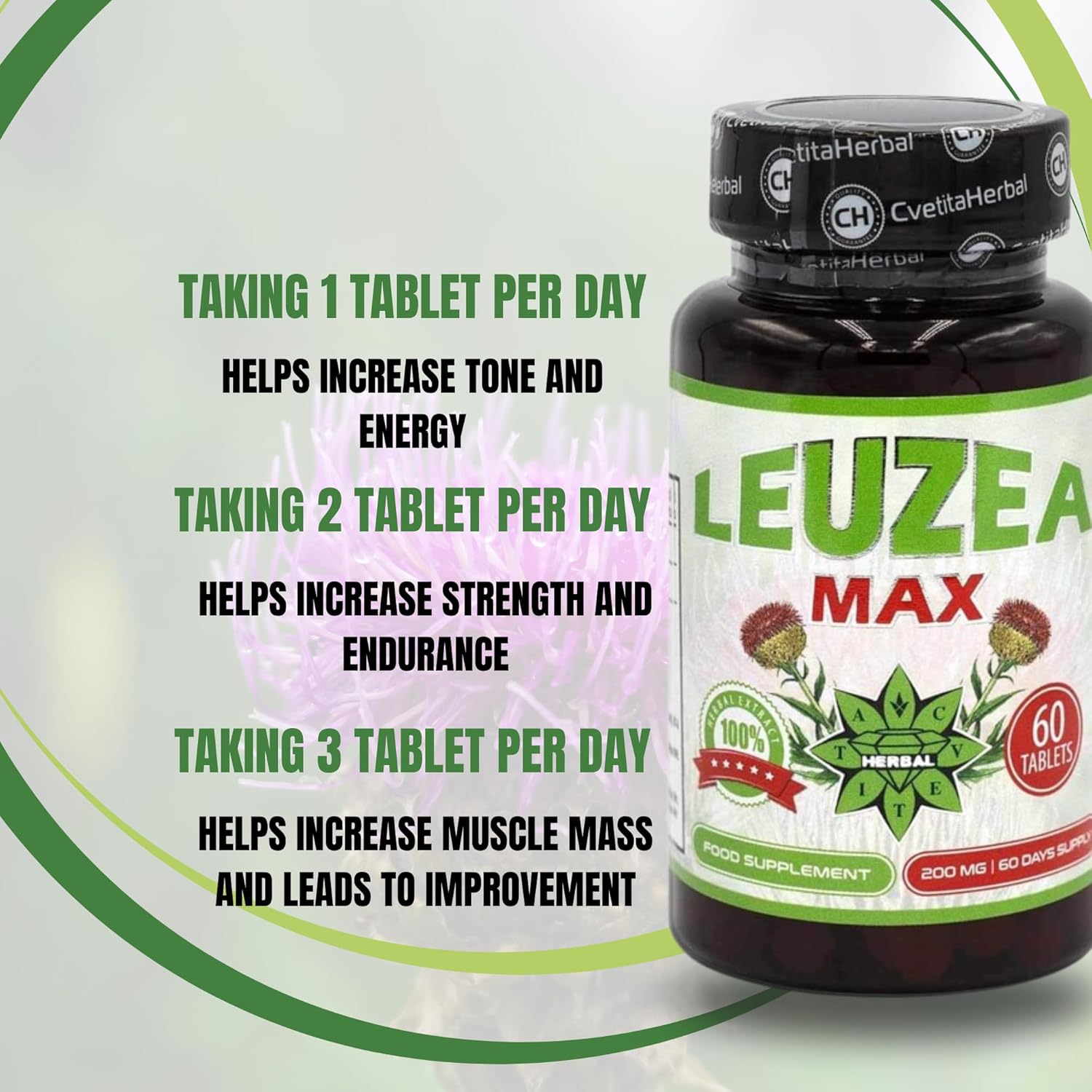 Ausdauer & Energie – Leuzea Max Maral Root 60 Tablets x 200 mg Natural Herbal Extract Adaptogen Muscle Growth Strength Endurance Highly Effective Tablets Cvetita Herbal – Bild 2