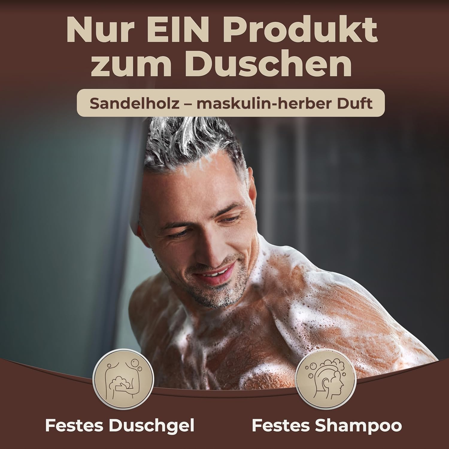 Penisvergrößerung & Pflege – larum sports Solid Shower Soap Men Sandalwood - Solid Shower Gel - Soap for Hair, Body, Face - Solid Shampoo - Men's Natural Soap - 2 x Organic Soap of 85 g – Bild 2