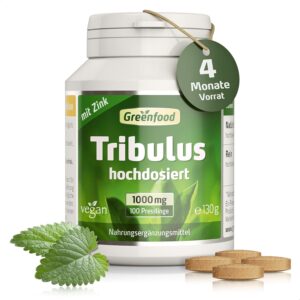 Ausdauer & Energie – Tribulus 1000 mg, Highly Dosed Extract (80% Saponins) Pellets – Natural Testosterone Booster. For more virility, Energy, Strength, Endurance, Burn Fat. No Artificial Additives. GM Free. Vegan., , ,