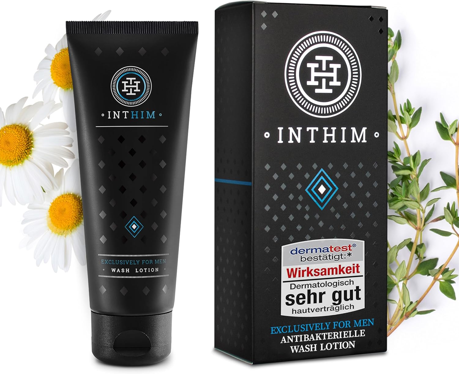Penisvergrößerung & Pflege – IntHim Antibacterial Intimate Wash Lotion for Men - pH Skin Neutral Intimate Care Men for Itching, Dry Skin & Ideal After Sports (1 x 200 ml)