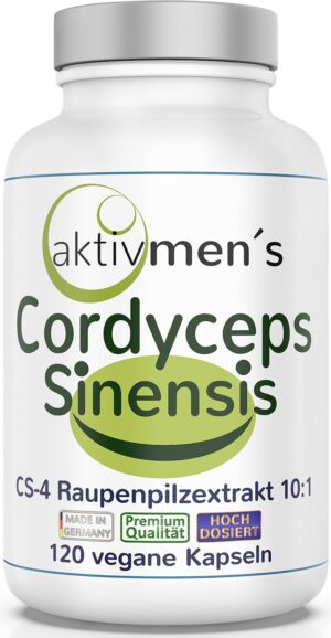 Ausdauer & Energie – Cordyceps sinensis high dose + tested by experts - 120 capsules, caterpillar fungus CS-4 extract 10:1, 1000 mg per daily dose, capsule content without additives, 1 can (1 x 71.5 g)
