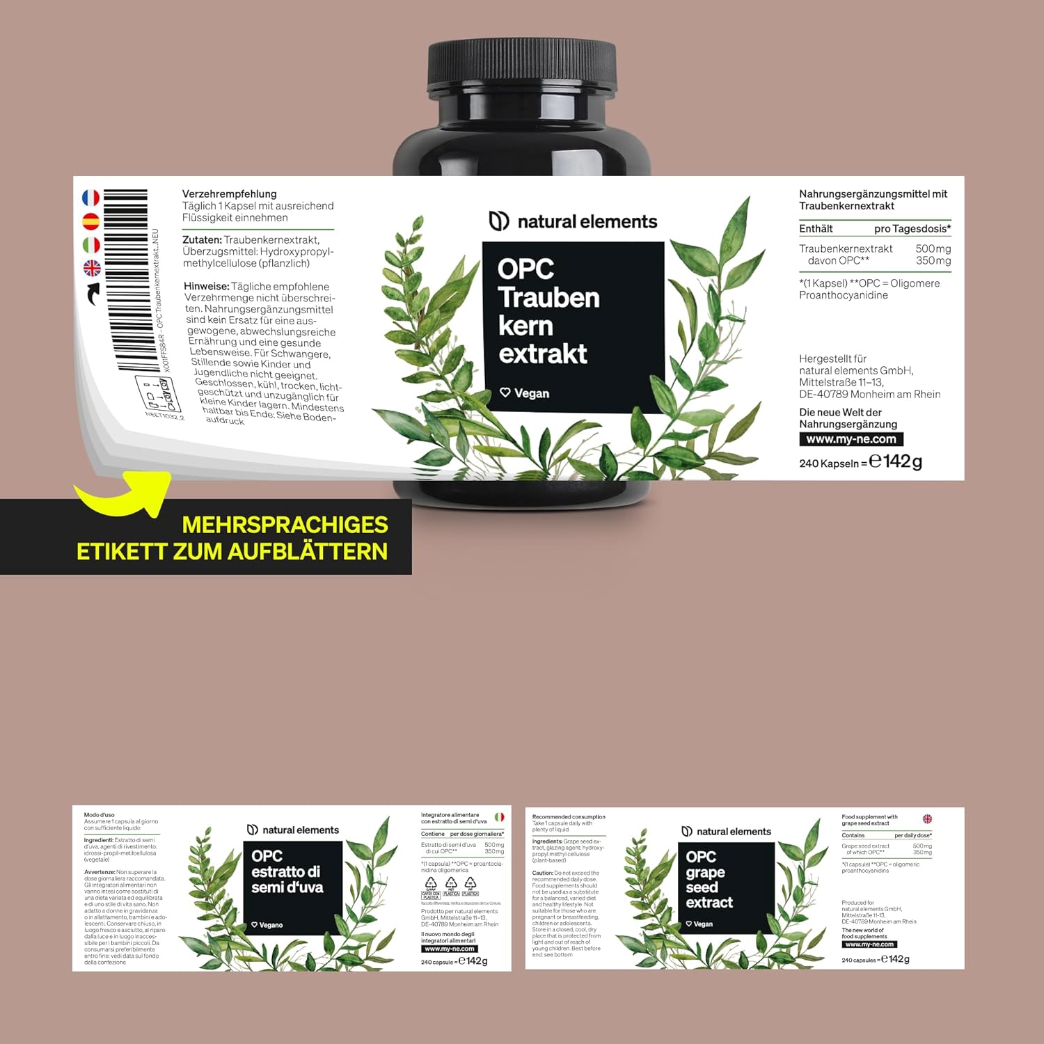 Ausdauer & Energie – OPC grape seed extract, 240 capsules for 8 months, laboratory-tested premium OPC from European grapes, no unwanted additives, high dosage, vegan and made in Germany. – Bild 6