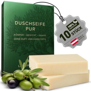 Penisvergrößerung & Pflege – larum sports Solid Shower Soap Men Pure - Solid Shower Gel - Soap for Hair, Body, Face - Solid Shampoo - Men's Natural Soap - 10 x Organic Soap of 85 g