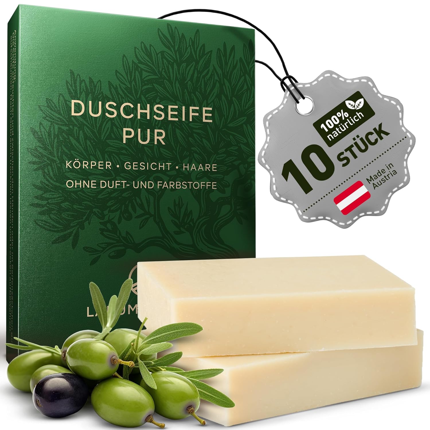 Penisvergrößerung & Pflege – larum sports Solid Shower Soap Men Pure - Solid Shower Gel - Soap for Hair, Body, Face - Solid Shampoo - Men's Natural Soap - 10 x Organic Soap of 85 g