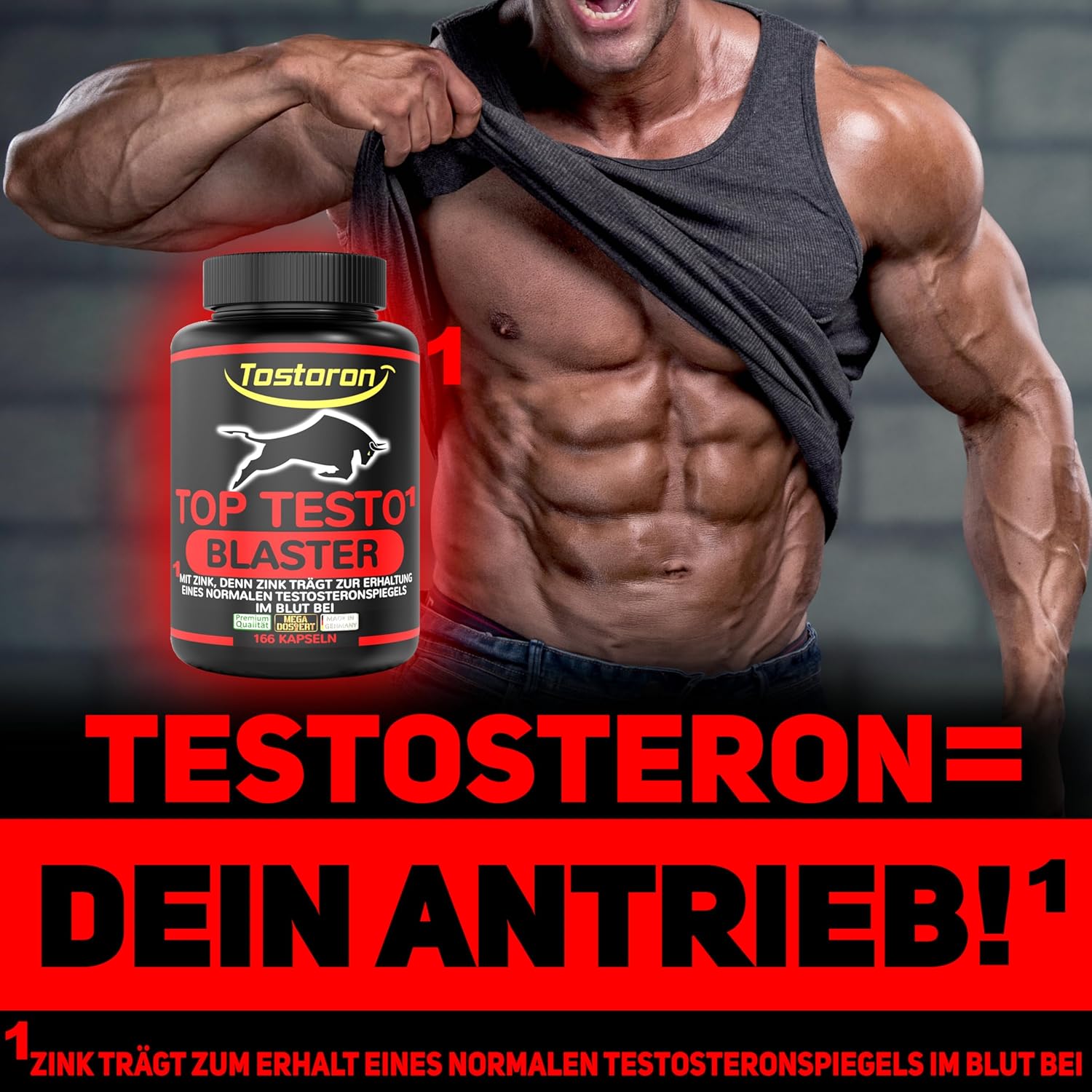 Ausdauer & Energie – Top Testo¹ Blaster High Dose ¹ Zinc Contributes to Maintaining a Normal Testosterone Level - 166 Capsules Tribulus, Maca Black, Arginine, Citrulline, Cordyceps, with 14 Mega Ingredients, 1 Tin (1 x – Bild 4