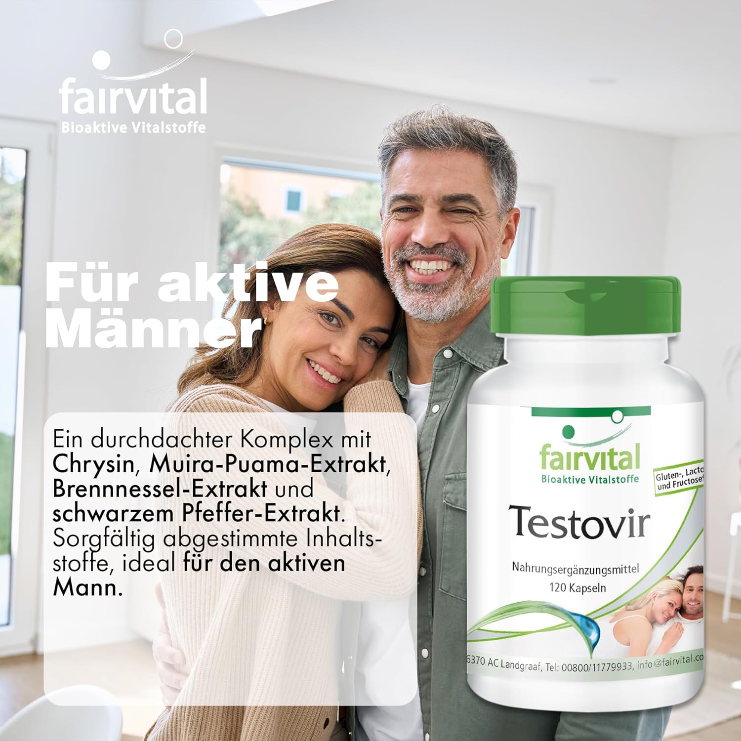 Ausdauer & Energie – Testovir with Muira Puama (Potency Wood) and Chrysin 120 Capsules – Vegetarian – Man On A Natural Basis – Bild 2